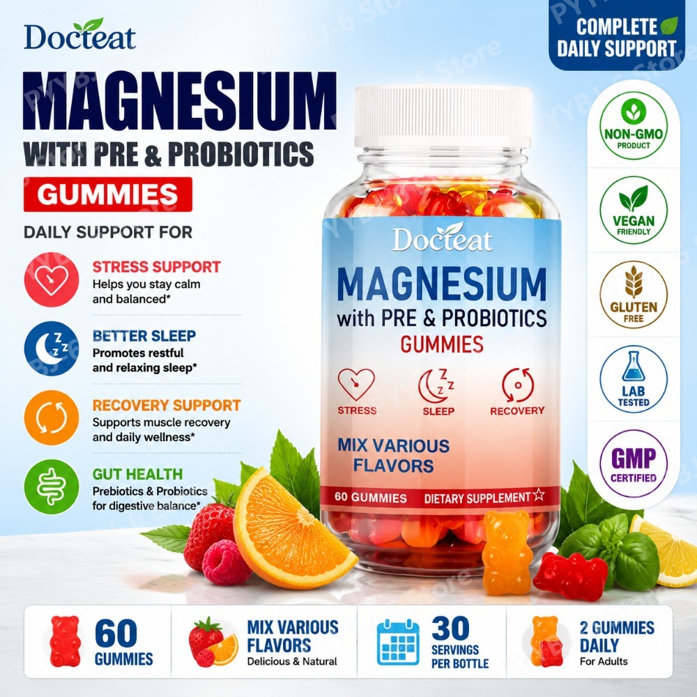 Health Wellness Gummies - Magnesium-Gummibärchen mit Prä- und Probiotika Tägliche