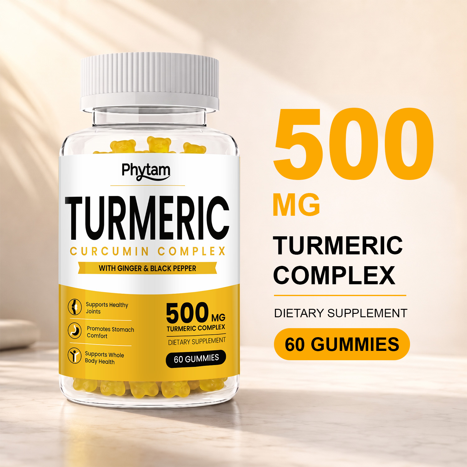 Health Wellness Gummies - Kurkuma-Curcumin-Gummibärchen mit Ingwer und schwarzem Pfeffer